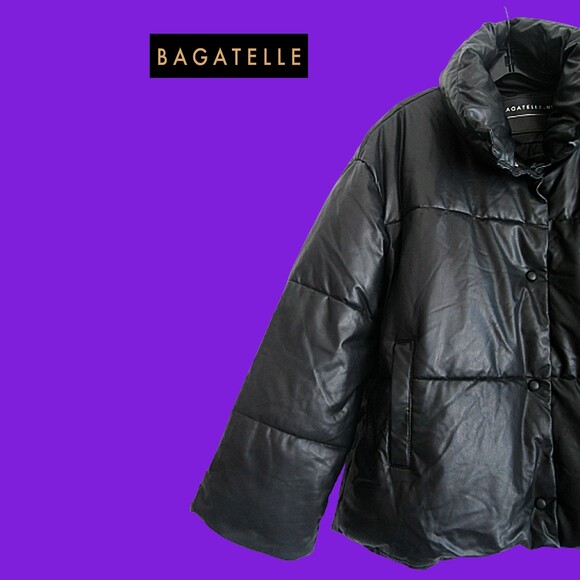 BAGATELLE Collection NEW Oversized Faux Leather Channel Quilted Jacket L - Picture 4 of 10